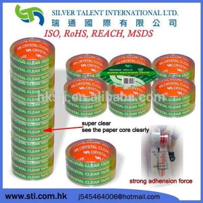 crystal super clear no bubble bopp packing tape for carton sealing